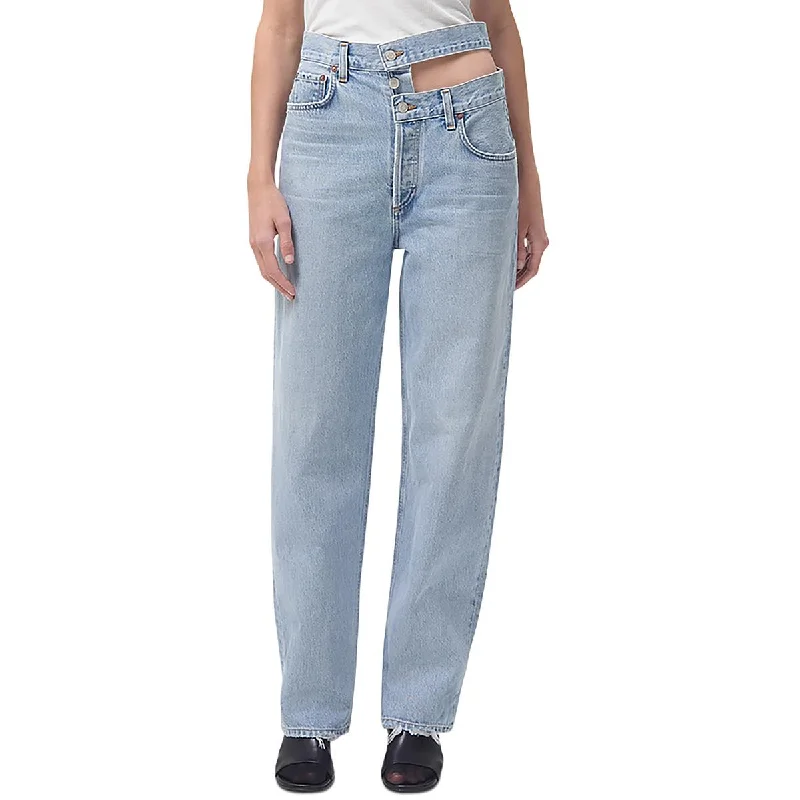 Agolde Womens Organic Cotton High Rise Wide Leg Jeans Elegant High-Waisted Flared Jeans