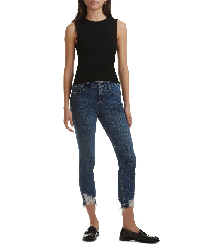 by 7 For All Mankind Women's Skinny Ankle Chewed-Hem Jeans Fashionable Frayed Hem Denim