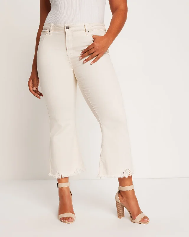 Berkeley Crop Kick Flare Jeans Chic Ripped Jeans