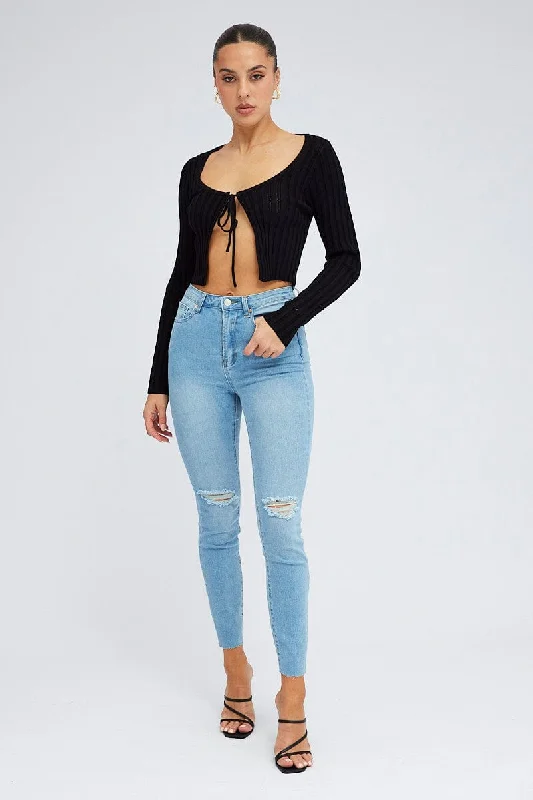 Denim Skinny Jean High Rise Fashionable Distressed Jeans