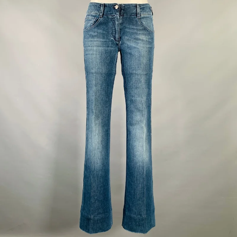 DOLCE & GABBANA Size 6 Blue Cotton Blend Bell Bottom Jeans Stylish Bootcut Denim Jeans