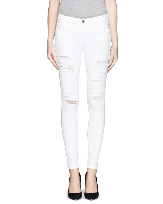 Frame Le Skinny De Jeanne Crop Jean Chic Rip-Detail High-Waist Jeans