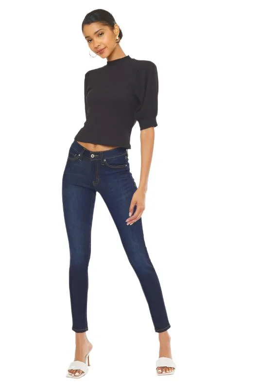 Mid Rise Basic Super Skinny Jeans Fashionable Raw Hem Bootcut Jeans