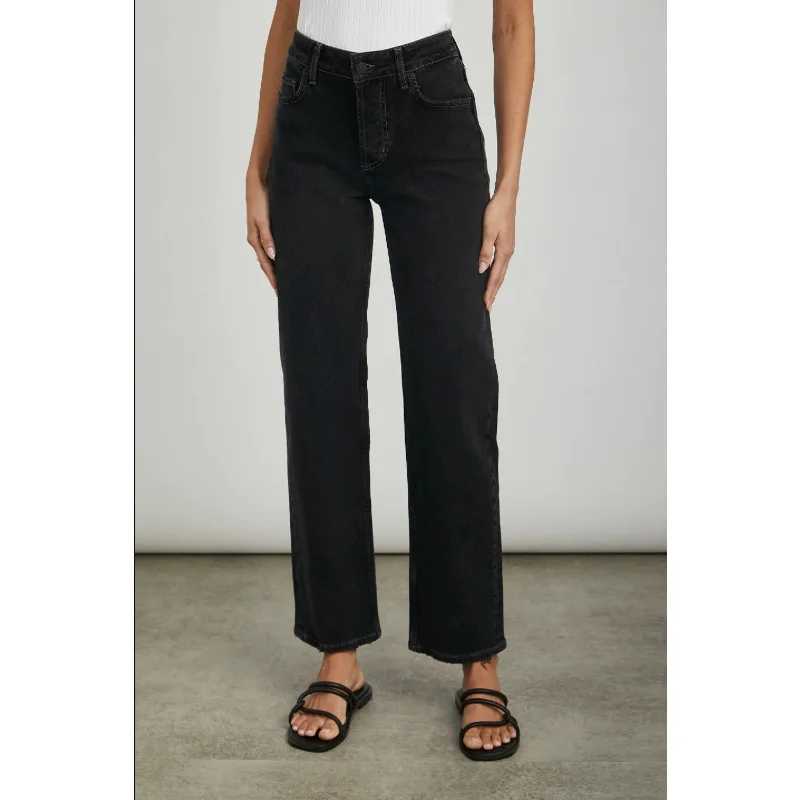 RAILS The Topanga Straight Leg Jeans 24 Black Stretch High Rise Denim Stylish High-Waist Jeans