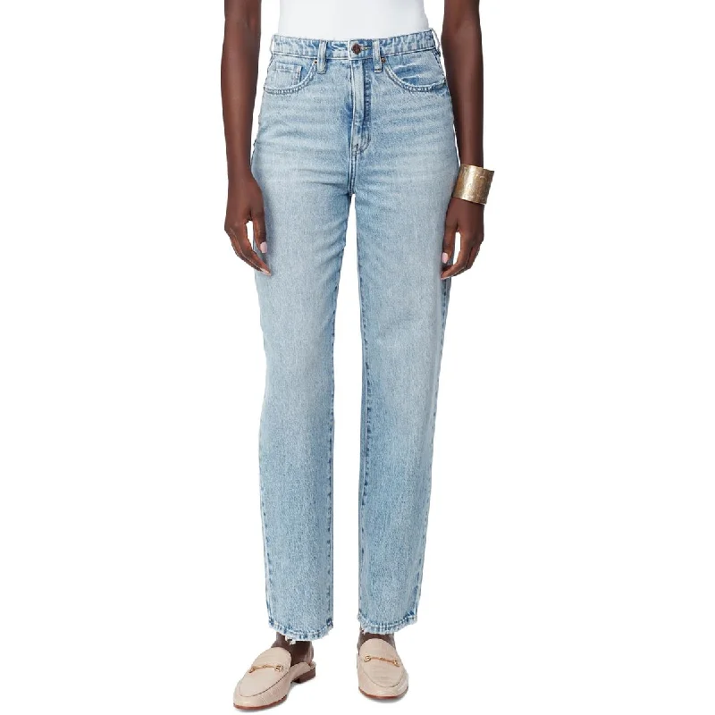 Sam Edelman Womens Yaro High Rise Light Wash Straight Leg Jeans Stylish High-Rise Mom Jeans