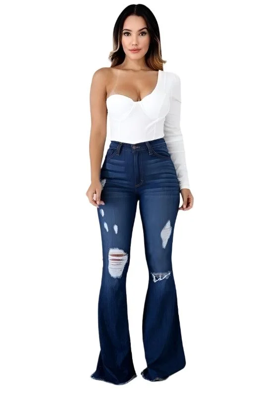 Skylar Flare Jean In Dark Wash Trendy Wide-Leg High-Waist Denim