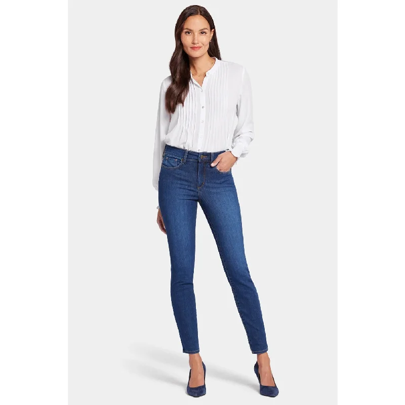 Blue Mid Rise Skinny Jeans Casual Wide-Legged Denim Jeans