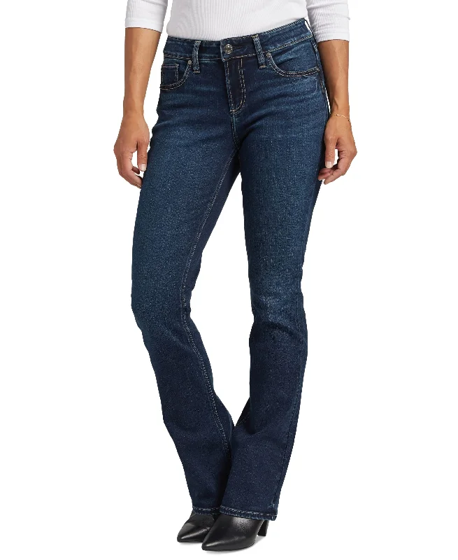 Women's Elyse Slim Power Stretch Bootcut Jeans Fashionable Raw Hem Bootcut Jeans
