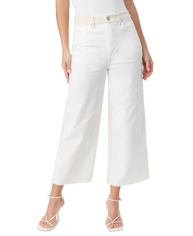 Women's Gloria Vanderbilt x Christian Siriano Rori Colorblocked Cropped Wide-Leg Jeans Fashionable Distressed Jeans