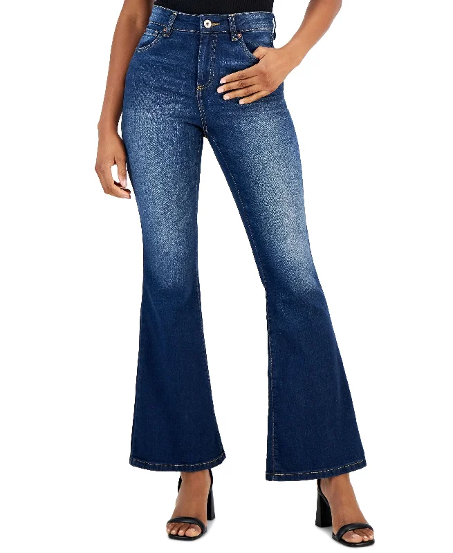 Women's High-Rise Flare Jeans Elegant Tapered Leg Denim