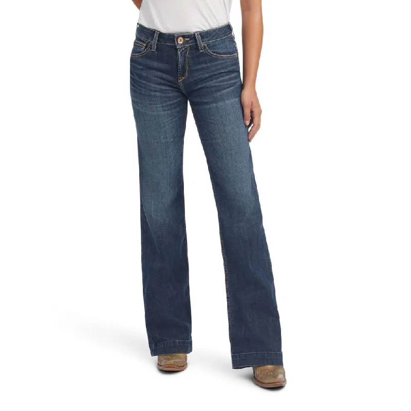 Ariat Ladies Maggie Pasadena Plus Trouser Perfect Rise Long Jeans Casual Wide-Legged Denim Jeans