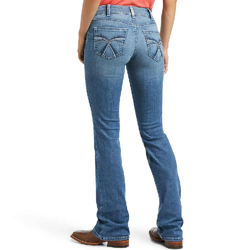 Ariat Women's R.E.A.L. Mid Rise Allessandra Bootcut Jean Stylish Cargo Style Jeans