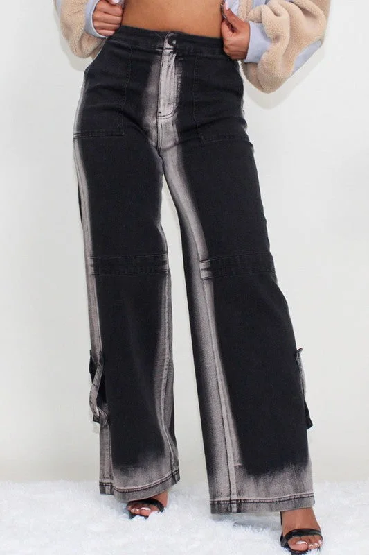 ATHINA BLACK LINE WASHED CASUAL DENIM JEANS Stylish Acid-Wash Jeans