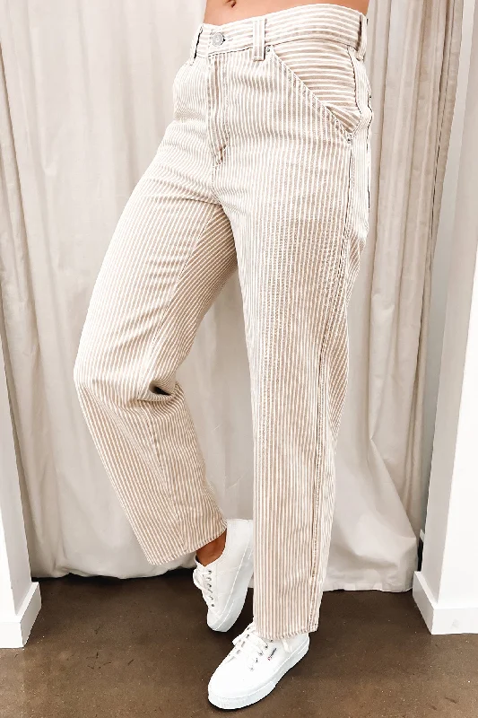 Baggy Dad Utility Jean Lines In The Sand Elegant Tapered Leg Denim