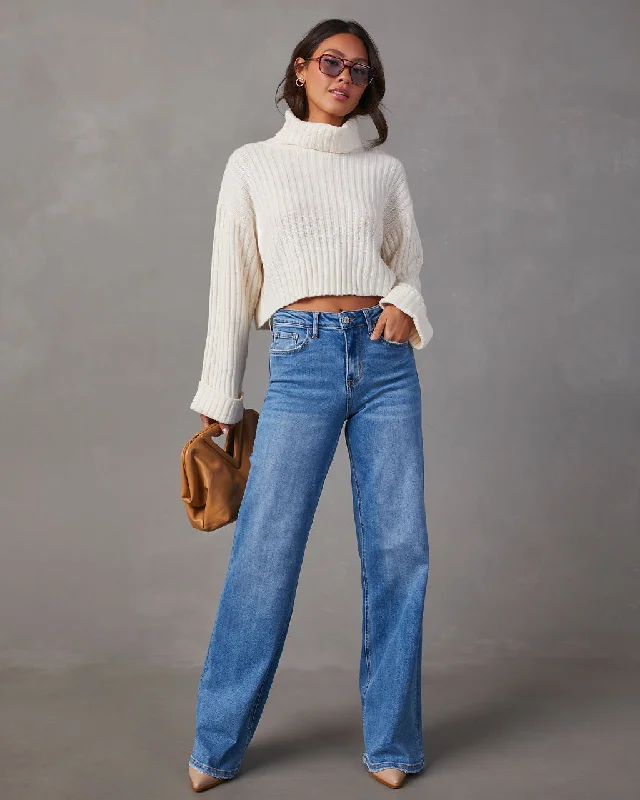 Charley High Rise Wide Leg Stretch Jeans Comfortable Flare Leg Jeans