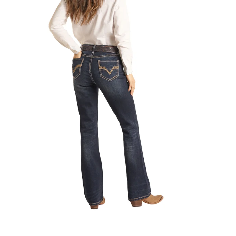 Ladies Cheetah Pocket Riding Jean Fashionable Distressed Jeans