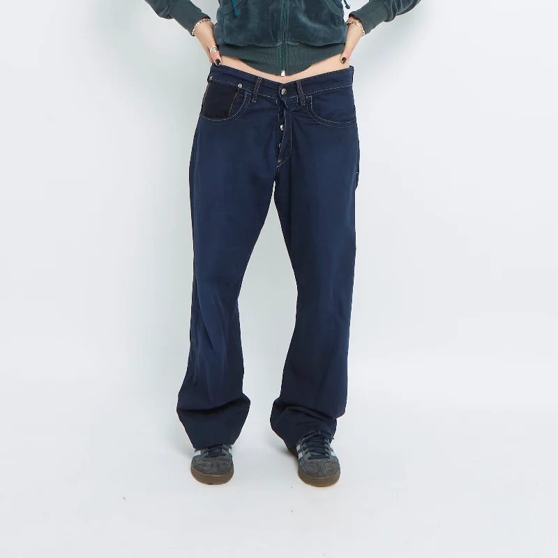 Contrast Stitch Straight Leg Jeans - UK 6 Cozy Wide-Legged Jeans