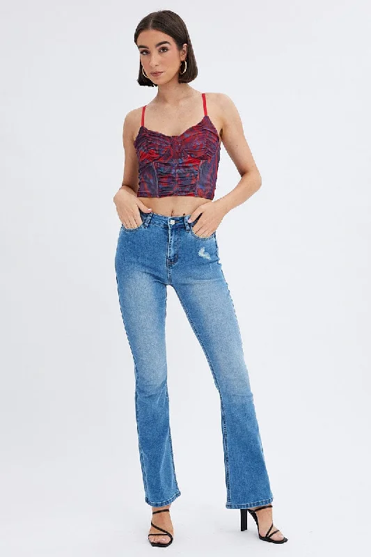 Denim Flare Jeans High Rise Chic Dark-Wash Skinny Jeans