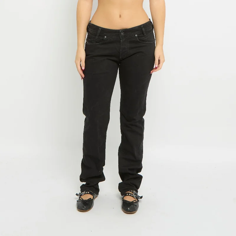 Diesel Zip Pocket Detail Straight Leg Jeans - UK 12 Chic Rolled Cuff Denim Jeans
