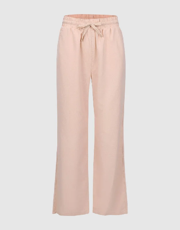 Drawstring Waist Wide-Leg Jeans Cozy Relaxed Fit Jeans
