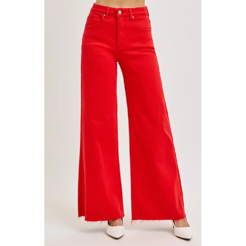 Red Fiesta Wide Leg Palazzo Jean Comfortable Dark Wash Jeans