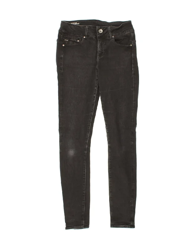 G-STAR Womens Midge Skinny Jeans W29 L32 Black Cotton Stylish Shredded Denim Jeans