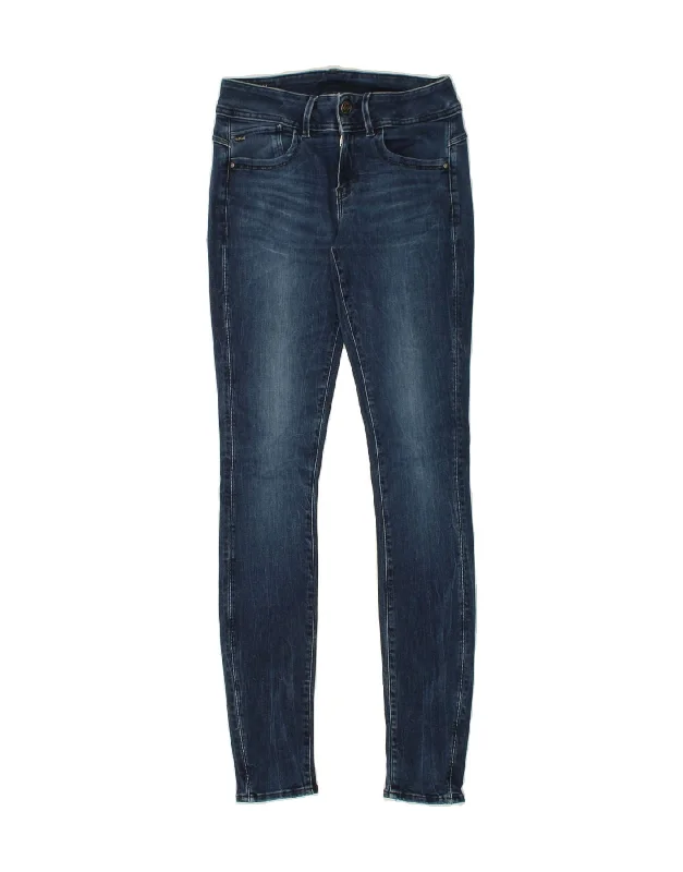 G-STAR Womens Skinny Jeans W28 L34 Navy Blue Cotton Trendy Wide-Leg High-Waist Denim