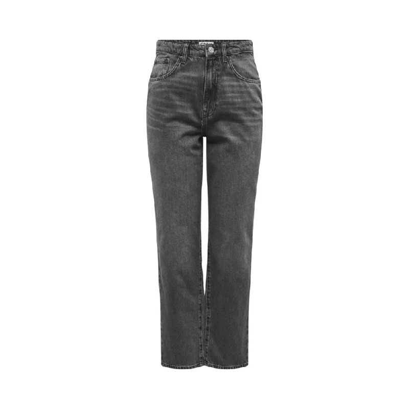 Gray Cotton Jeans & Pant Trendy Wide-Leg High-Waist Denim