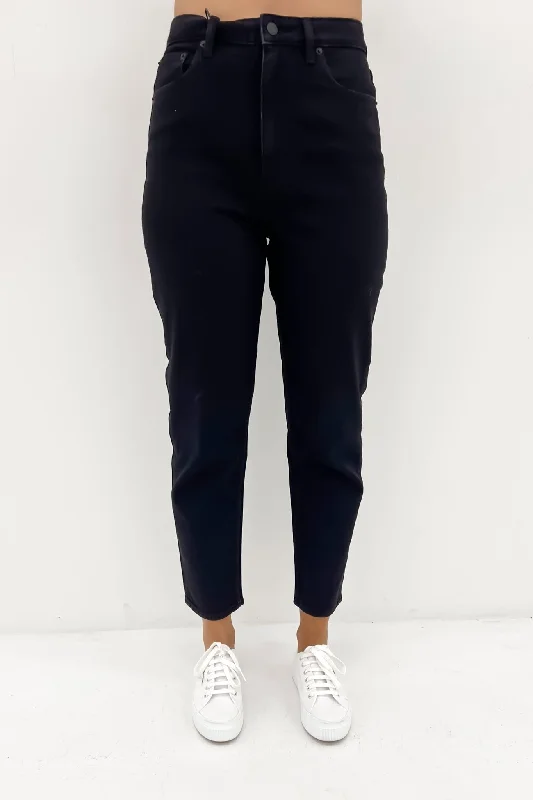 High Moms Jean Homme Black Trendy Low-Rise Bootcut Jeans