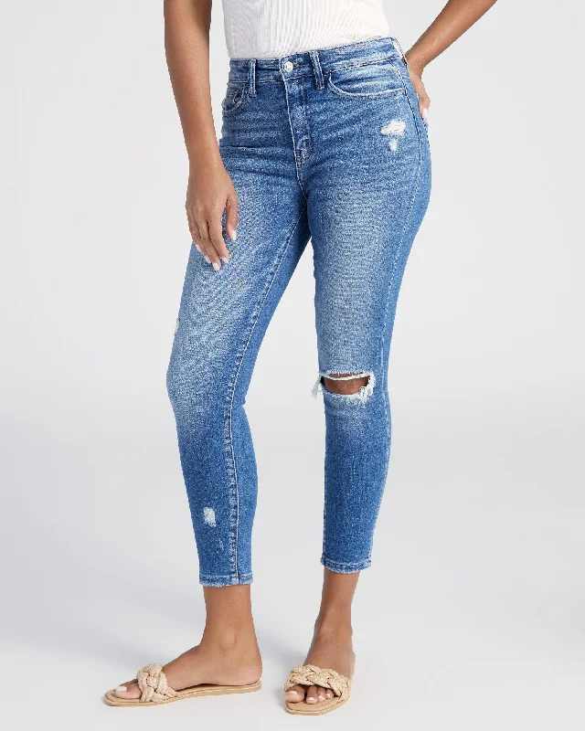 Distressed Vintage Crop Skinny Jeans Trendy Vintage Denim Jeans