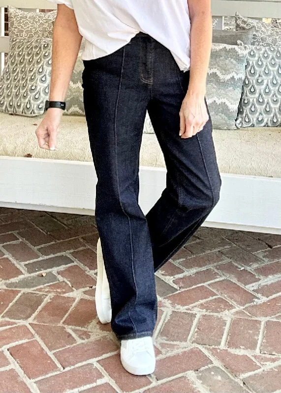 Judy Blue High Waist Front Seam Wide Leg Jeans - 33" Inseam - Final Sale Trendy Acid Wash Skinny Jeans