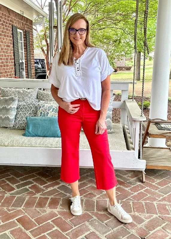 Judy Blue Jeans | Brandon | Red | Tummy Control Comfortable Full-Length Denim Jeans