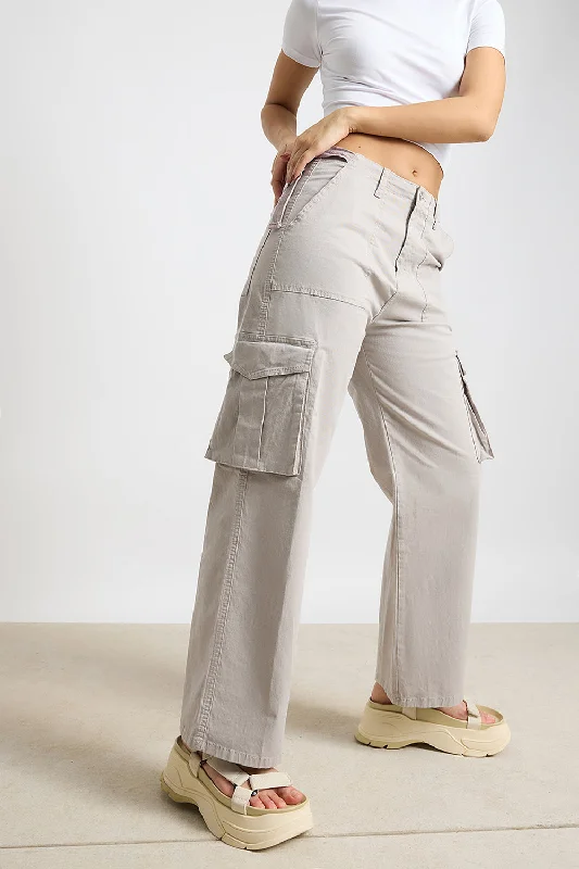 Grey Crest Cargo Jeans Casual Loose Fit Jeans