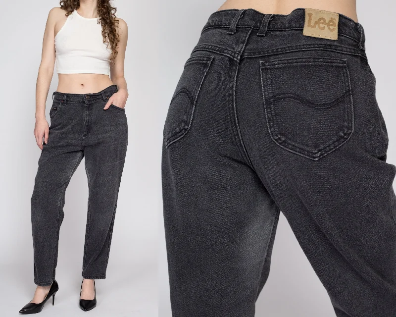 Large 90s Lee Faded Black High Waisted Jeans 32"-34" Fashionable Button-Front Jeans