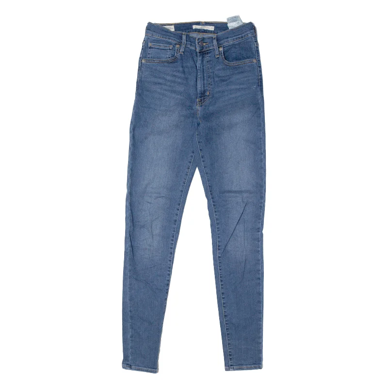 LEVI'S Mile High BIG E Jeans Blue Denim Slim Skinny Stone Wash Womens W27 L30 Casual High-Waisted Bootcut Jeans