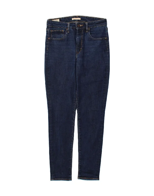 LEVI'S Womens 721 High Rise Skinny Jeans  W30 L30 Navy Blue Cotton Comfortable Folded Hem Jeans