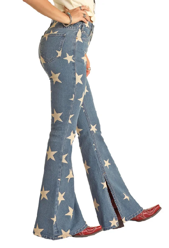 Rock & Roll Stars Highrise Flare Jean Trendy Pleated Waist Jeans
