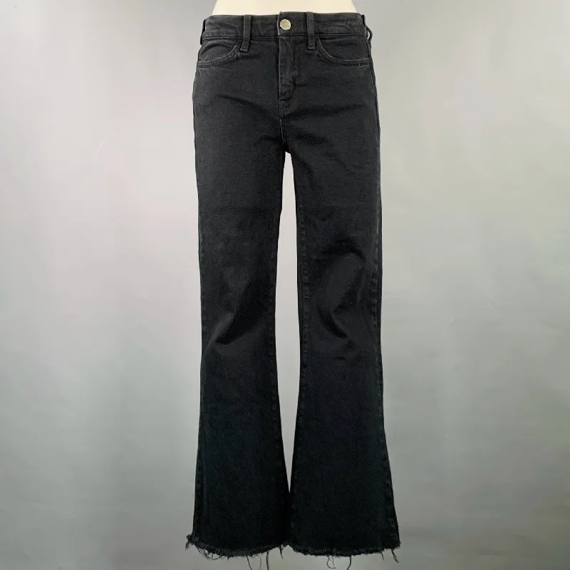 M.I.H JEANS Size 28 Black Denim Raw Edge Bell Bottom Jeans Fashionable Bootcut Jeans