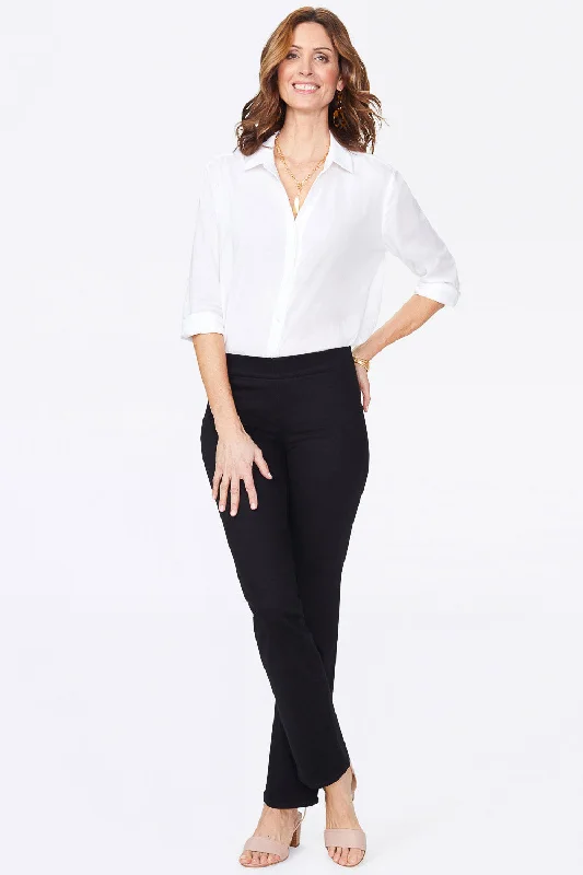 Marilyn Straight Pull-On Jeans - Black Comfortable Drawstring Waist Jeans