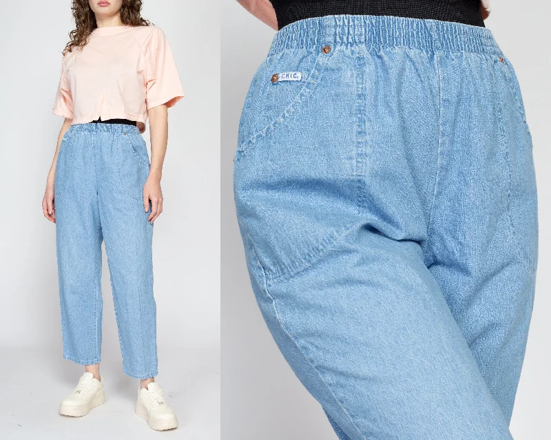 Medium 80s High Rise Elastic Waist Jeans 25"-28" Comfortable Zip-Fly Denim Jeans