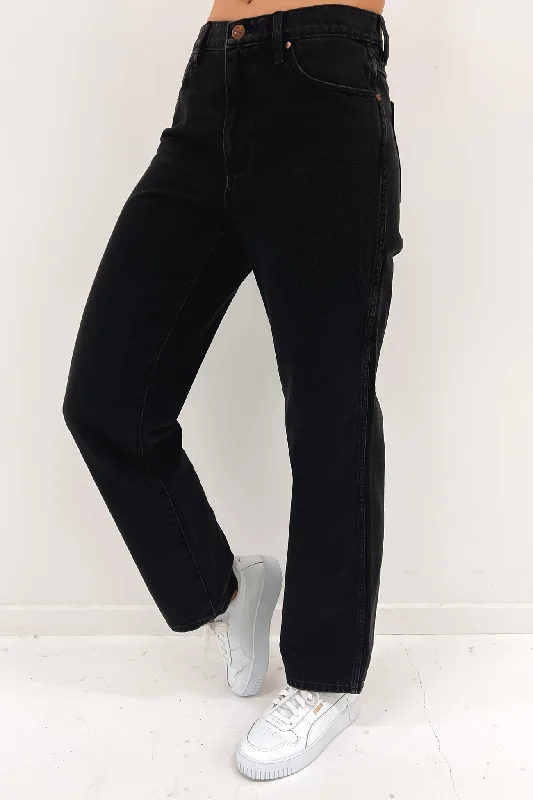 Mid Rise Vintage Straight Jean Backstage Black Casual Loose Fit Jeans