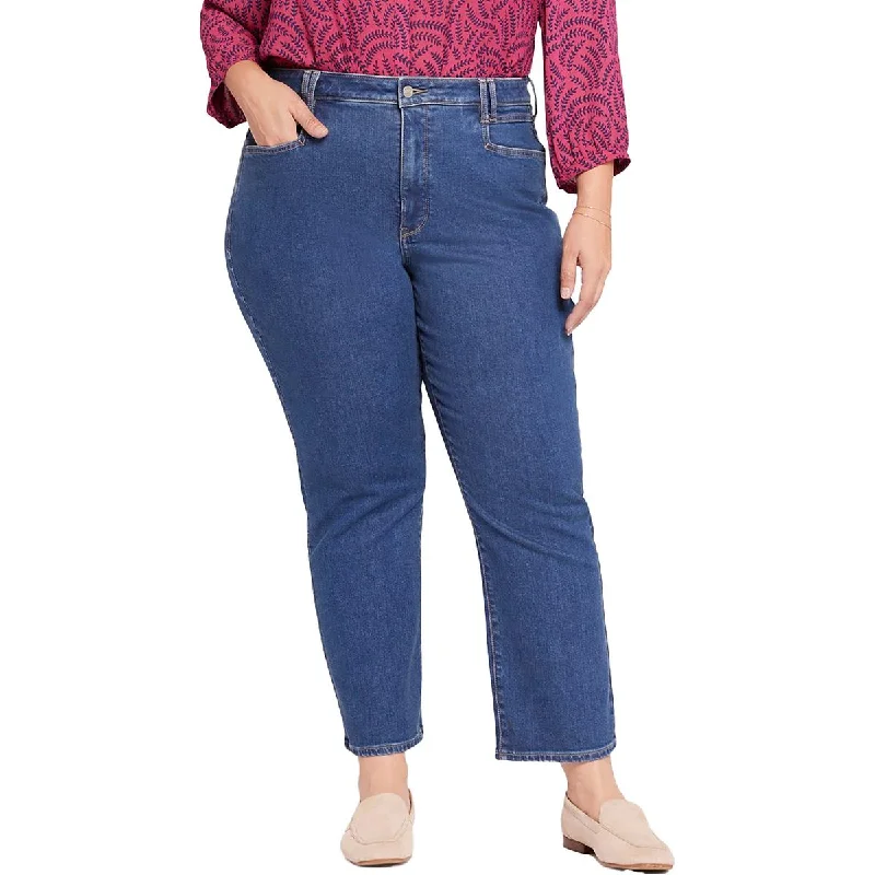 NYDJ Womens Plus Relaxed Ankle Straight Leg Jeans Elegant High-Waisted Flared Jeans