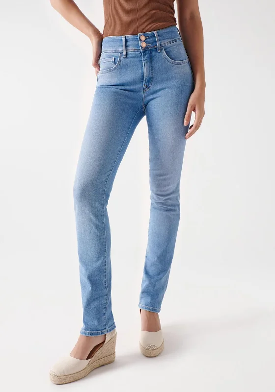 Salsa Secret Push In Slim Jeans, Light Blue Trendy Layered Pocket Jeans