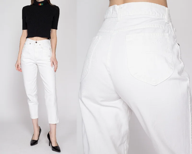 Petite Small 80s Chic White High Waisted Jeans 25.5" Chic Faded Blue Jeans