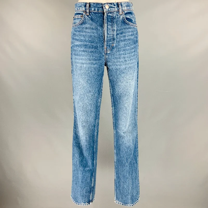 REFORMATION Size 27 Blue Lyocell Blend High Waisted Jeans Elegant Skinny Leg Jeans