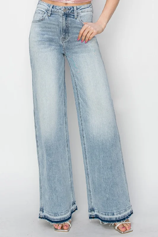Risen Full Size High Rise Wide Leg Jeans Trendy Plus Size Jeans