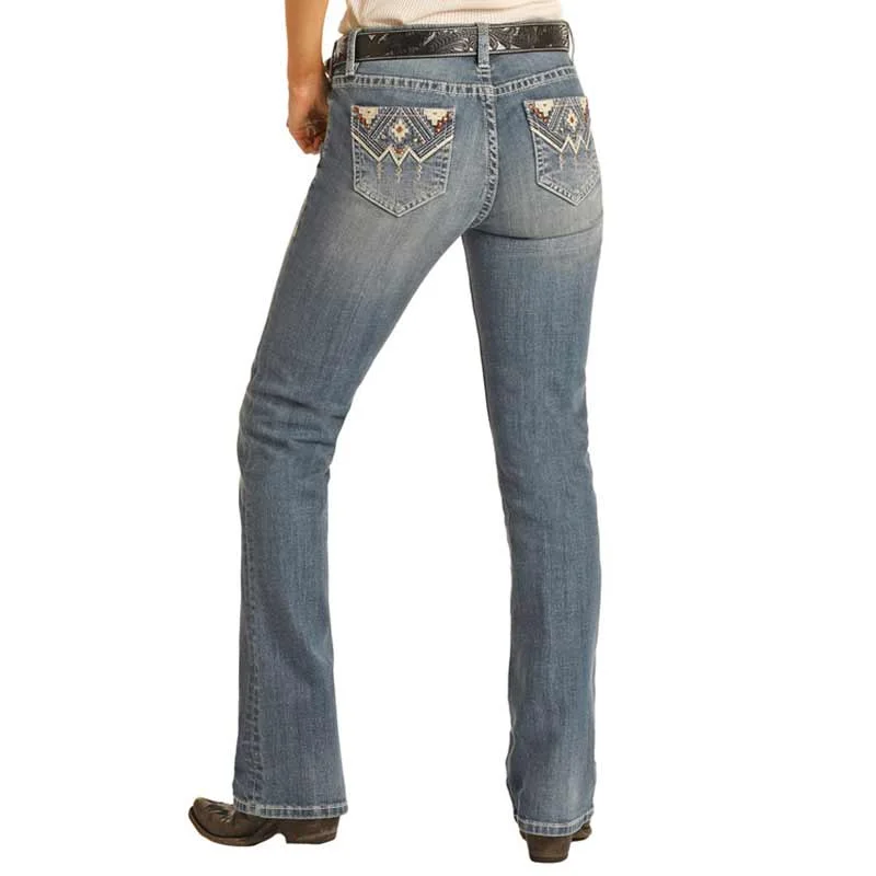 Rock & Roll Denim Women's Aztec Studded Bootcut Jeans Fashionable Bootcut Jeans