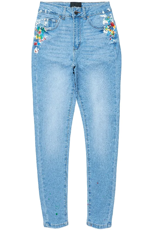 Emmie Light Wash Skinny Jean Trendy Bootcut High-Waisted Jeans
