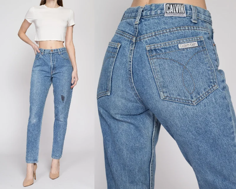 Small 80s Calvin Klein High Waisted Mom Jeans 27" Stylish Slim Fit Denim