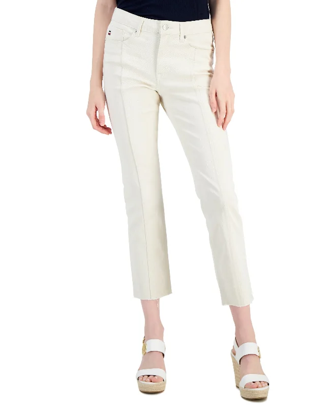 Tommy Hilfiger Womens Tribeca Raw Hem Front Seam Jeans Casual Loose Fit Jeans
